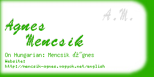 agnes mencsik business card